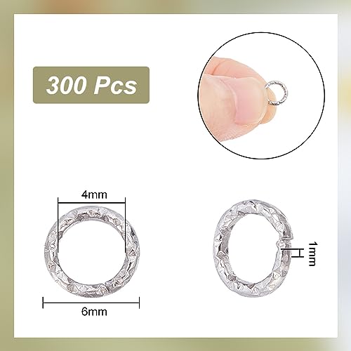 UNICRAFTALE 300 Pcs 304 Stainless Steel Open Jump Rings 6 mm distorted Round Rings Jump Rings for Jewelry Making DIY Craft Earring Bracelet Pendant Choker Jewelry Making Findings and Key Ring Chain - Image 3