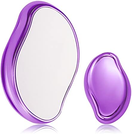 Crystal Hair Eraser, Crystal Hair Remover Painless Exfoliation, Hair Removal Tool for Arms Legs, Portable Mild Hair Remover, Reusable & Washable - Purple