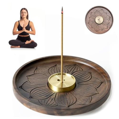YanBous Soporte Para Incienso De Madera De Nogal Negro - Quemador De Incienso Estilo Zen Hecho A Mano Para Una Atmósfera Relajante, Ideal Para Decoración, Experiencia Aromática En Meditación Y Yoga