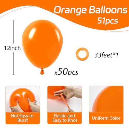 Image of Orange Balloons 12 inch, Orange Latex 50pcs Party Balloons | Graduation, Fall, Birthday Party Decorations