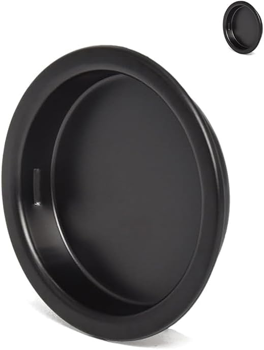 HOMOTEK 2 Pack Closet Door Finger Pull 1-5/16”, Easy Snap in Installation, Black,Fits a 3/8” Depth x 1-5/16" Diameter Opening Hole