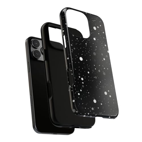 Coque rigide iPhone 16 Pro Max noire texture spatiale pois tourbillons - 3