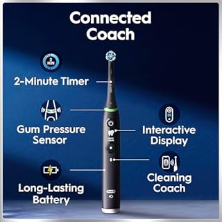 Oral-B iO6 Series Electric Toothbrush, plus 1 Oral B Electric Toothbrush Head and Travel Case, Gift Ideas for Him and Her, Black Lava