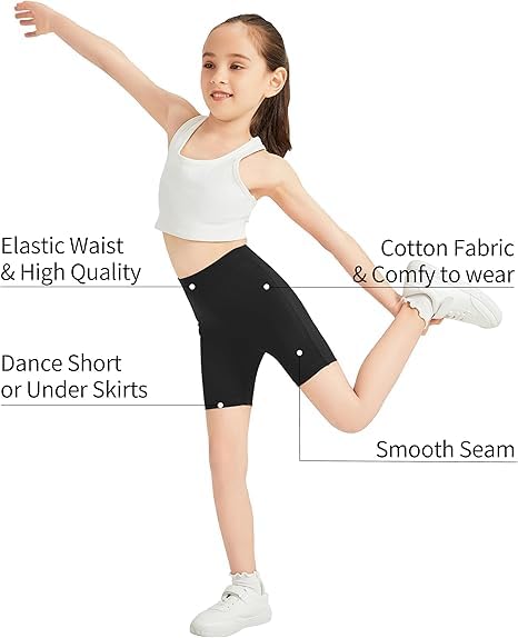 WKLOUYHE Girls' Cycling Shorts Kids Cotton Shorts Leggings for Girls Summer_Pack of 02,Black and Beige(14-15 Years) - Image 7 thumbnail