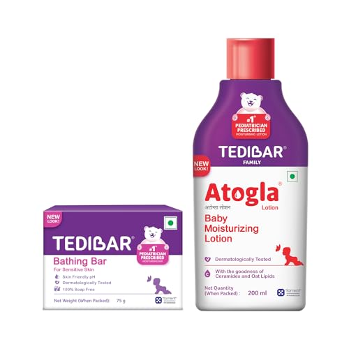 Tedibar Moisturising Baby Bathing Bar 75g + Atogla Baby Lotion 200ml - By Torrent Pharma