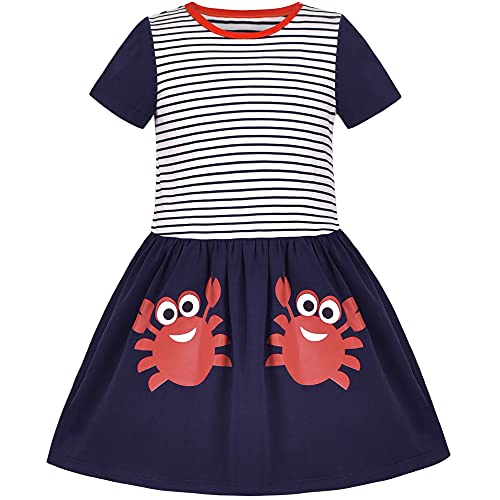 Image of Sunny Fashion Girls Dress Colorful Striped Knitted Cotton Stretch School