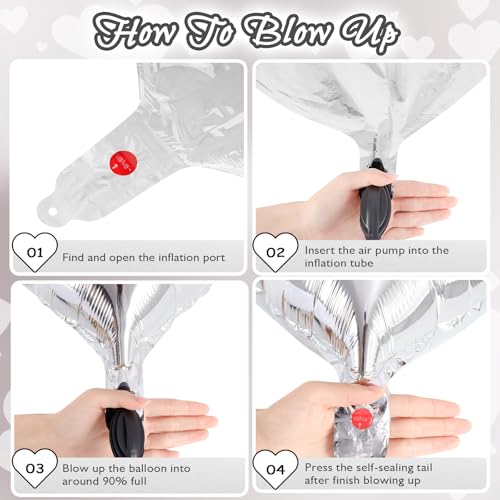 Image of 30 Pcs Silver Heart Balloons, 3 Sizes Heart Foil Mylar Balloon, Valentine Day Party Decorations, Love Balloon Valentine Balloons for Birthday Party Wedding Baby Shower