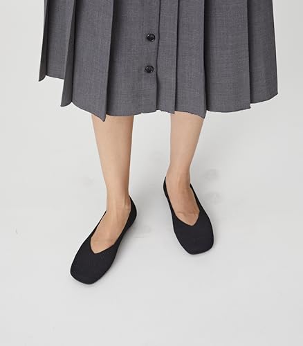 Arromic Wide Width Flats for Women Square Toe Ballet Flats Shoes Comfortable Slip On Knit Dressy Flats4