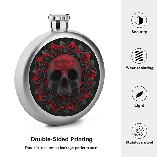 Skull Rose Cute Flask For Liquor, Stainless Steel Wine Alcohol Liquor Flask, Portable Leak Proof Wine Pot Flagon For Wedding, Party, Outdoor, 5Oz #TOP2