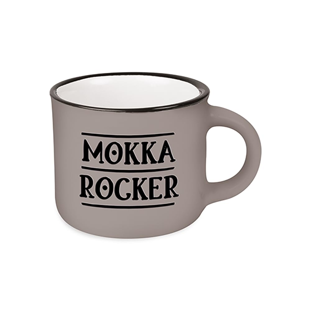 Grafik-Werkstatt Vintage Espresso Cup, Mini Ceramic Mug to Give as a Gift, 95 ml, Mocha Rocker