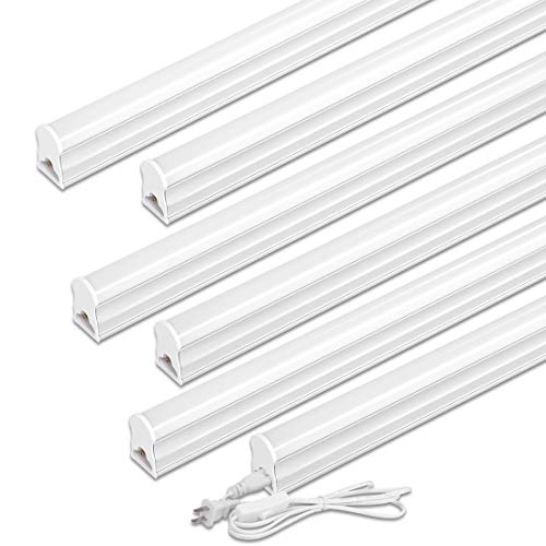 LED蛍光灯 40W形 器具一体型LED蛍光灯 T5 LED 直管 18W led 6000K 昼光色 天井照明 バーライト ベースライト 120cm 蛍光灯器具セット led照明 工事不要 軽量 連結コード付属 スイッチ付き【6本入り】