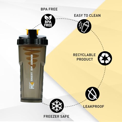 Image of MuscleBlaze Cyclone Blender Shaker (Black, 700ml) | 100% Leakproof, BPA-Free Blender Bottle | Ideal for Whey Protein, Preworkout & BCAA Shakes| Plastic