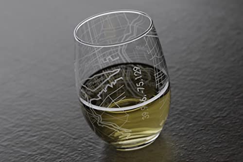 Well Told Engraved Philadelphia Pennsylvania Map Stemless Wine Glass, Etched Wine Glass (15 Oz, Clear) City Map Wine Glass, Custom Wine Glass, Gifts For Wine Lovers #TOP4