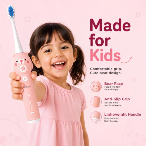 Image of Kids Electric Toothbrush & UV Toothbrush Sanitizer Combo | Rechargeable Sonic brush for Kids 3-12 Years | UV-C + UV-A Sanitizer Holder | 4 Brushing Modes | Soft DuPont Bristles