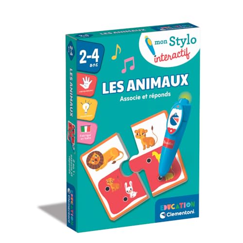 Clementoni - Éducation - Mon Stylo Interactif - Les Animaux - Associe Chaque Maman à Son Petit - Jeu Interactif Parlant - Développement Pour les Tout-Petits - 3-5 Ans - Français - 52807