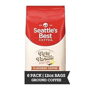Seattle’s Best Coffee Very Vanilla Flavored Medium Roast Ground Coffee | 12 Ounce Bags (Pack of 6)