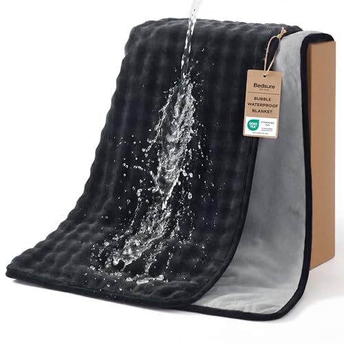 Bedsure Soft Bubble Waterproof Blanket for Couch Black/Grey 50"x60" | Dog Puppy Blanket, Couch Sofa Cover Bed Protector, Liquid-Resistant Leakproof, Outdoor, Camping, Travel, Couples Gifts - image 1