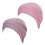 aoozleny Women Girls Turban Hats Slouchy Sleep Cap Skull-Caps Headwrap Headwear,2 Pieces (Purple+Pin