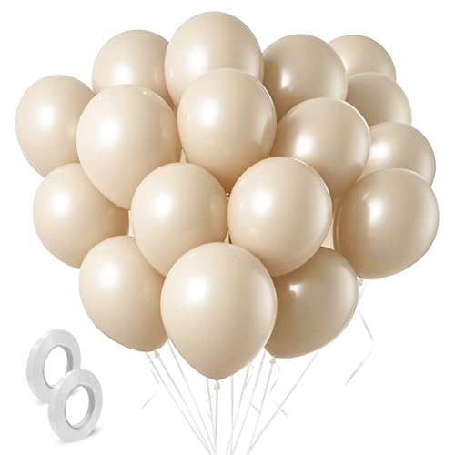 Image of Cream Balloons Latex Party Balloons 100 Pack 12 inch Round Beige Neutral Sand White Balloons for Birthday Wedding Baby Shower Gender Reveal Party Decoration
