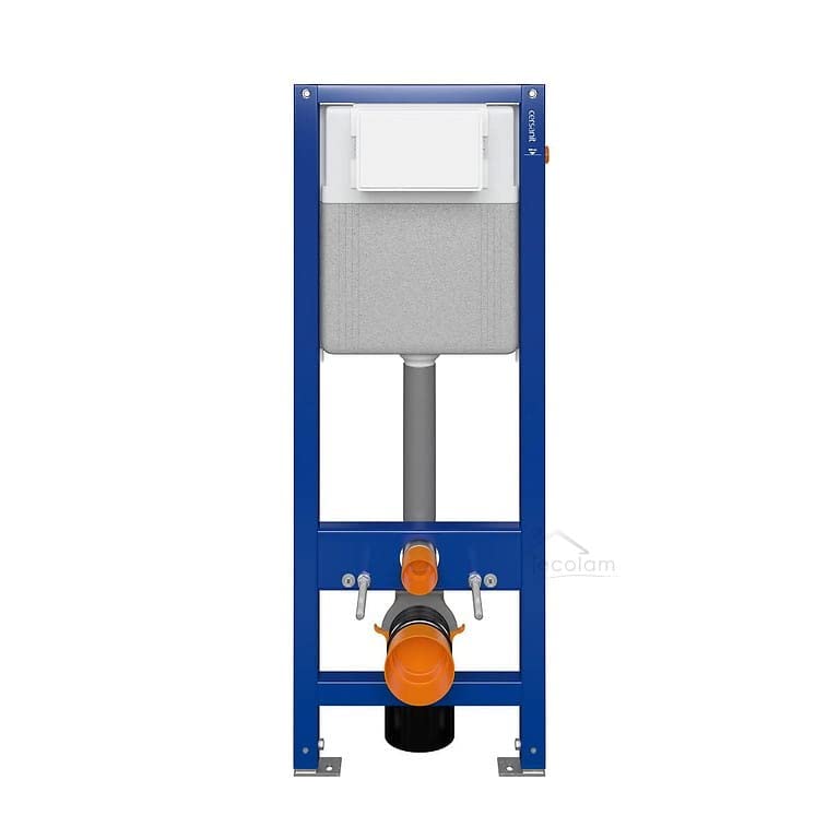 ECOLAM® Set WC Wand Vorwandelement Toilette Brava weiß Clean on spüllrandlos hängend Tiefspül + WC-Sitz Soft Close + Betätigungsplatte – Bild 8