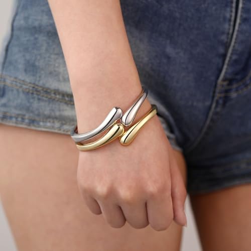 GINAZL Trendy Twist Chunky Cuff Bracelet, Gold Bangle Bracelets for Women (BCB-G) by GINAZL - Used condition - Image 5