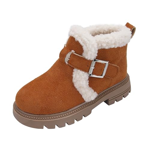 Genérico Botas Niña Niño Botines Lindos Invierno Nieve Cremallera Lateral Cremallera Caliente Antideslizante Suave Cómodo, marrón, 33 EU