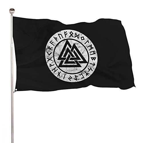 Preisvergleich Produktbild Dekorative Gartenflagge, Hofbanner, Valknut Odin Wikinger Runen Druck, Urlaub, Willkommensflagge, Rasen, hängende Dekoration, 90 x 150 cm