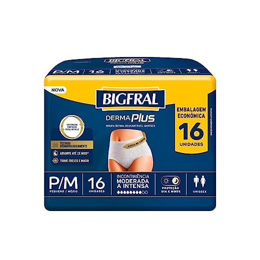Roupa Íntima Descartável Bigfral Pants Premium, P/M, Econômica, 16 unidades