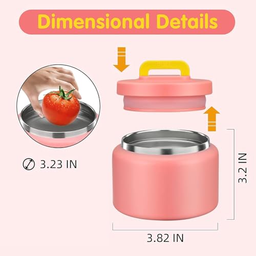 Image of JXXM 8 Oz Thermo Food Jar for Hot & Cold Food for Kids, Insulated Lunch Containers Hot Food Jar,Leak-Proof Vacuum Stainless Steel Wide Mouth Lunch Soup Thermo for School (PINK-Pure)