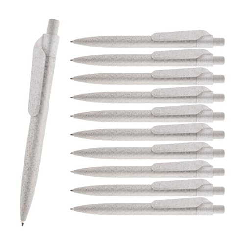 WPRO 10er Set Kugelschreiber aus Kunststoff mit 40% Weizenstroh Ed, beige | einziehbar | Korpus, Clip, Spitze einfarbig | blauschreibende Mine | (Farbe) | nachhaltig