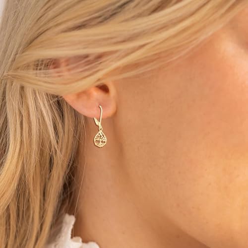 CERSLIMO Tree of Life Earrings for Women, Hypoallergenic Gold Teardrop Leverback Dangle Drop Earrings Jewelry Gifts2