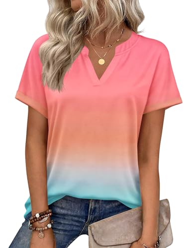 Image of Zeagoo Womens Tops Short Sleeve Summer V Neck Shirts Work Blouses Business Outfits Fashion Clothing