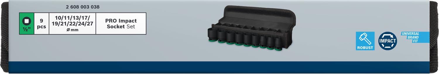 Bosch 9x PRO Impact Steckschlüsseleinsatz-Set (48 x 46 mm, Professional Zubehör Bohrer und Schrauber)