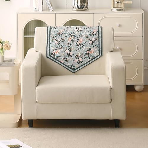 Image of HOKIPO 'Florentina Series' 1 PC Backrest Mat for Sofa Cover | Premium Multi-Needle Quilted Holland Velvet Mat with Anti Slip Backing, Magnolia Green (IN-877-V1*S)
