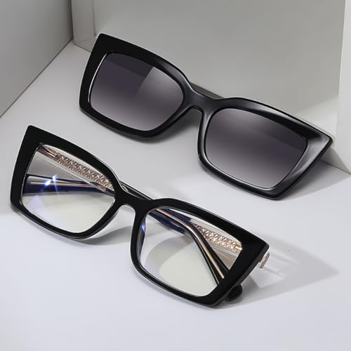 Square Frame Sunglasses Polarized Clip On Tr90 Magnetic Cat Eye Women Driving Sun Glasses Uv400 Acetate Temple3