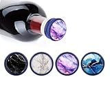 WIRESTER Set of 4 Ceramic Cork Decorative Wine Bottle Stoppers For Bar, Holiday, Party, Wedding - Marble Pattern