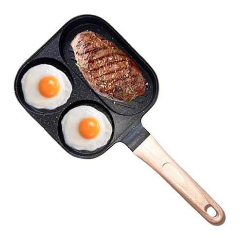 卵焼きフライパン | フライパン パンケーキ 卵焼き器 ノンスティック - 3分割調理器具 IH対応 家庭用キッチン - レストラン 家庭料理 ステーキ サンドイッチ BBQ 調理