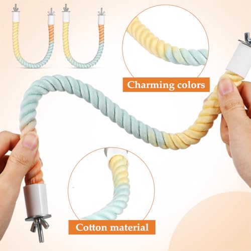 Image of Garneck 3 Pcs Gradient Rope Perches Stand for Bird Cages Parrot Swing Climbing Rope Parakeet Cage Accessories Bungee Items for Cockatiels (2 Short+1 Long)