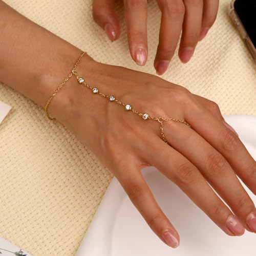 Gold Plated Link Bracelet for Women, Dainty Paperclip Chain Cuff Bangle, Stackable Chunky Jewelry, Medium3