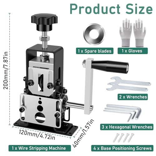 Wire Stripping Machine Manual Scrapping Copper Wire Peeler Stripper Cable Stripping Tool Two-way Drill Powered & Hand Crank Wire Stripper Tool for Scrap Copper Recycling - Thumbnail 2