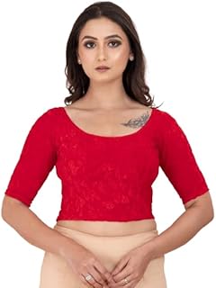 tirthveer Women's Braso Cotton Half Sleeve Blouse for Women | Stylish Leaf Pattern Solid Color Blouse for Women and Girl's-picture-18