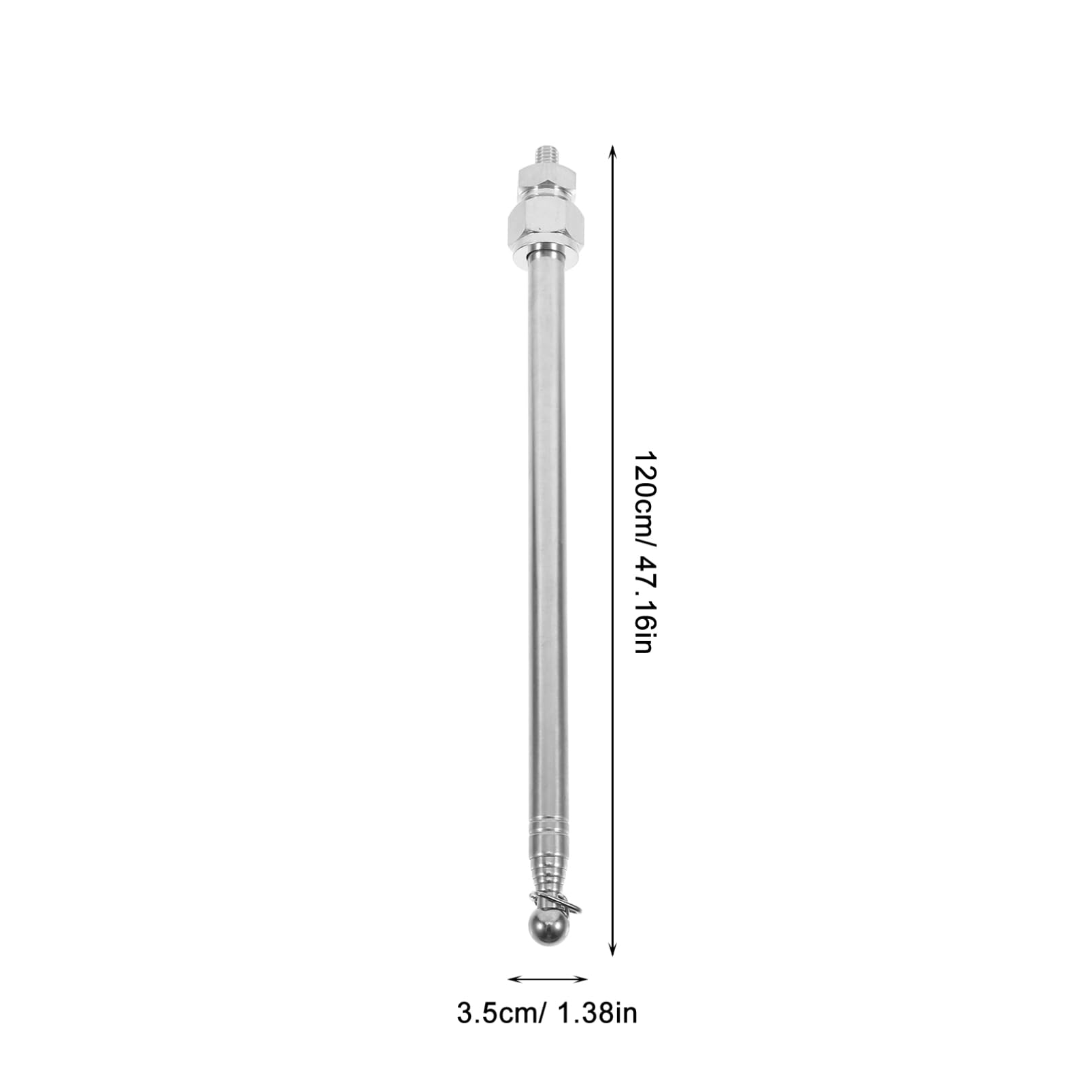 Asta Portabandiera Regolabile Per Bici E Moto In Alluminio - Supporto Estensibile Per Mountain Bike, Strada, Dirt, Argento 120 Cm - 2