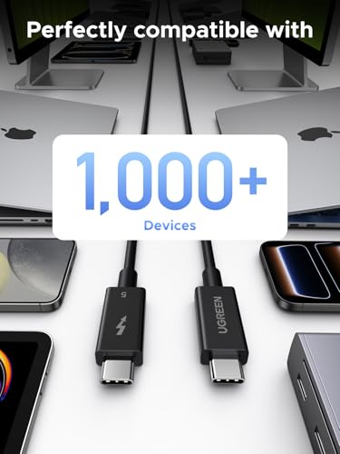 Image of UGREEN Thunderbolt5 [Intel Certified] USB-C to USB-C Cable, USB4 80Gbps bidirectional, 16K@60Hz /3x4K@144Hz Video, PD3.1 240W, Compatible Thunderbolt 4 /3, for MacBook Pro /iPad /iPhone /hubs /SSD, 3.3FT