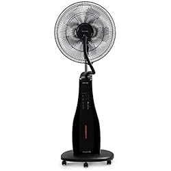 Ventilador Nebulizador Leroy CREATE / AIR MIST/Ventilador de Pie Oscilante Negro con Nebulizador de Agua, Mando a Distancia, 3,4 L, 90W, 3 Modos y Velocidades, Nebulizador Oscilante Ultrasilencioso