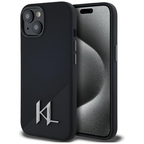 CG Mobile Karl Lagerfeld Coque de Protection en Silicone pour iPhone 15 - Compatible avec MagSafe (Noir)