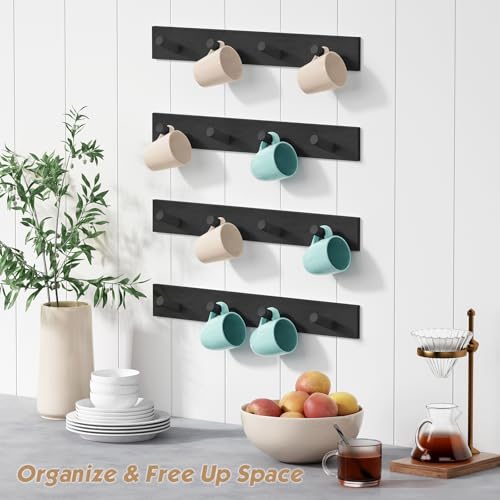 Forbena FBCH24-103 COAT RACK WALL MOUNT Black Coat Rack Wall Mount 4-Pack, Rustic Farmhouse Coat Hooks thumb #4