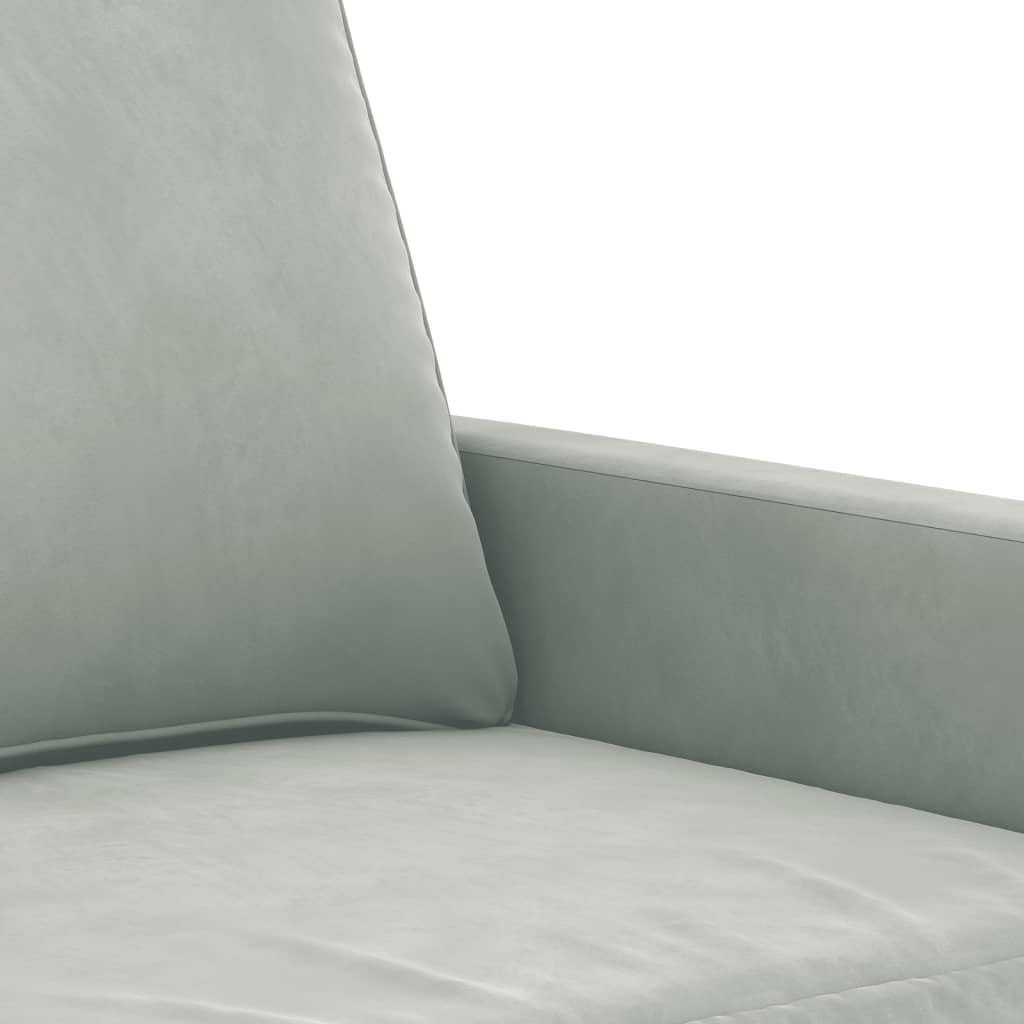 vidaXL Sofá de 3 plazas Terciopelo Gris Claro 180 cm, sofá, sofá de salón, sofá de Terciopelo, sofá tapizado, sofá para 3 Personas