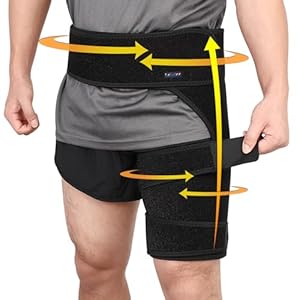 beister Men and Women Adjustable Hip Groin Stabilizer and Hip Brace for Sciatica Pain Relief, Thigh Leg Compression Support Wrap Sleeve for, Hip Joint Pain, Quad Hamstring Joints Recovery