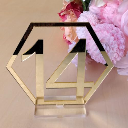 Numéros de table de mariage en acrylique miroir or élégant - 6