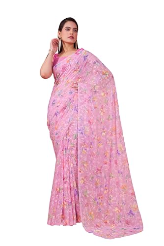 Image of Garden Vareli Summer Roganza Viscose Brasso Floral Print Christmas Special Saree